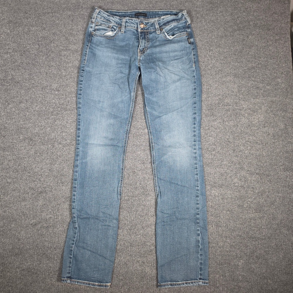 Silver Jeans Co Womens Medium Wash Straight Leg Stretch Denim Jeans Size 32x32